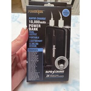 PowerXcel 10000mAh Power Bank Rapid Charge Dual USB Portable Slim Black 175055